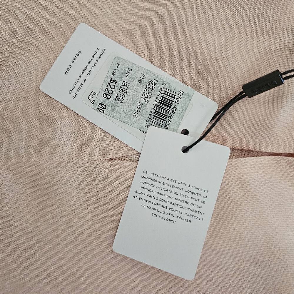 REISS BLOUSE NWT OFF SHOULDER‎ RUFFLE STRAPS ELEGANT PINK TOP - Picture 6 of 11